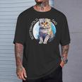 Scottish Fold Katzen Papa Cat Dad Daddy Haustier Freund Mit-Ausschnitt T-Shirt Geschenke für Ihn