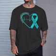 Sexual Assault Awareness Month Heart Teal Ribbon Support T-Shirt Gifts for Him