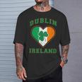 Shamrock Clover In Dublin Ireland Flag In Heart Shaped T-Shirt Gifts for Him