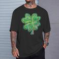 Shamrock Sequins Effect Clover Happy St Patrick's Day Womens T-Shirt Gifts for Him