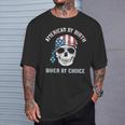 Skull American By Birth Biker By Choice Patriotic Motorcycle T-Shirt Gifts for Him