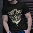 Skull Motorcycle Biker Outlaw Cowboy Hat Guns T-Shirt Gifts for Him