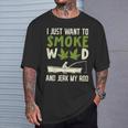Smoke Weed And Jerk My Rod Fishing Cannabis 420 Stoner Dad T-Shirt Gifts for Him