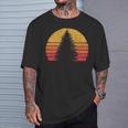 Solitary Pine Tree Sun Vintage Retro Outdoor Graphic Pullover T-Shirt Gifts for Him