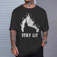 Stay Lit Burning Church Witchcraft Okult Grunge Satanic T-Shirt Geschenke für Ihn