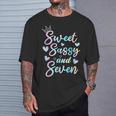 Sweet Sassy And Seven 7Th Birthday 7 Years Old Princess Girl T-Shirt Gifts for Him