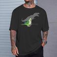 T-Rex Green Monk Parakeet Birb Memes Screaming Parrot T-Shirt Gifts for Him