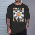 Three Is A Vibe Cute Groovy 3Rd Birthday Party Daisy Flower T-Shirt Gifts for Him