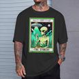 Ufo Alien Smoking Cannabis Weed 420 The Stoner Tarot Card T-Shirt Gifts for Him