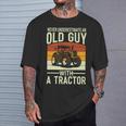 Never Underestimate An Old Guy With A Tractor Farmer T-Shirt Gifts for Him