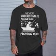 Never Underestimate An Old Man With A Fishing Rod T-Shirt Gifts for Him