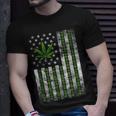 Usa Flag Marijuana Weed Leaf Flag Cannabis Stoner 420 T-Shirt Gifts for Him