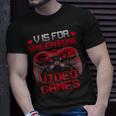 V Is For Video Games Controller Valentines Day Boys Mens T-Shirt Gifts for Him