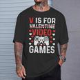 V Is For Video Games Valentines Day Video Gamer Boy Men T-Shirt Gifts for Him