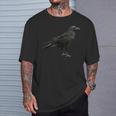 Vintage Black Crow Raven Silhouette Bird T-Shirt Gifts for Him