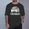 Vintage Cincinnati Skyline City Baseball Met At Gameday T-Shirt Gifts for Him