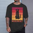 Vintage Meerkat Sunset Zoo Animal Silhouette Meerkat Lovers T-Shirt Gifts for Him