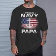 Vintage Proud Navy Papa With American Flag Veteran T-Shirt Gifts for Him