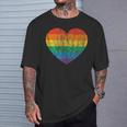 Vintage Rainbow Flag Colored Heart Lgbtq Lesbian Gay Pride T-Shirt Gifts for Him