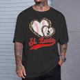 Vintage St Louis Baseball Leopard Heart Baseball Fans T-Shirt Gifts for Him