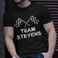 Vintage Team Stevens Family Name Checkered Flag Racing T-Shirt Gifts for Him