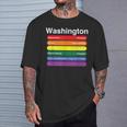 Washington Dc Pride Rainbow Flag Color Metro Train Lines T-Shirt Gifts for Him