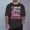 I Wear Pink Because I Love My Sister Breast Cancer Awareness T-Shirt Gifts for Him