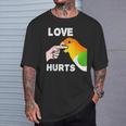 White Bellied Caique Parrot Love Hurts T-Shirt Gifts for Him