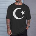 White Symbol Of Islam Crescent Moon And Star T-Shirt Gifts for Him