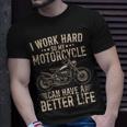 Work Hard For My Motorcycle Biker Joke Vintage T-Shirt Gifts for Him