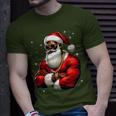 African American Santa Claus Family Christmas Black T-Shirt Gifts for Him