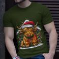 Highland Cow Santa Claus Hat Cute Xmas Cow Christmas Lover T-Shirt Gifts for Him