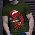 Letter D Initial Name Plaid Santa Hat Christmas T-Shirt Gifts for Him