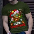 Merry Christmas Highland Cow Western Santa Hat Xmas Pajamas T-Shirt Gifts for Him