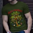 Merry Christmas Palm Tree Light Hawaiian Tropical Christmas T-Shirt Gifts for Him