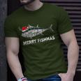 Merry Fishmas Christmas Fisherman Fisher Couples Xmas T-Shirt Gifts for Him