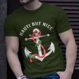 Nauti Naughy But Nice Pun Nautical Anchor Beach Christmas T-Shirt Gifts for Him