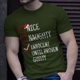 Nice Naughty Innocent Until Proven Guilty Christmas T-Shirt Gifts for Him