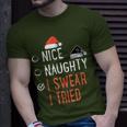 Nice Naughty I Swear I Tried Santa List Christmas Joke T-Shirt Gifts for Him