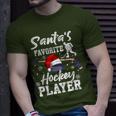 Santa's Favorite Hockey Player Christmas Pajama Hockey Xmas T-Shirt Gifts for Him