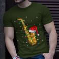 Saxophone Music Lover Xmas Lights Santa Saxophone Christmas T-Shirt Gifts for Him