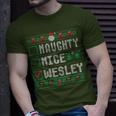 Wesley Family Name Xmas Naughty Nice Wesley Christmas List T-Shirt Gifts for Him