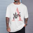 Alex Nameorname Mit Monogramm Personalisiert Rosa T-Shirt Geschenke für Ihn