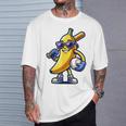 Banana Playing Baseball Fruit Lover Baseball Player T-Shirt Gifts for Him
