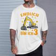 Children's Endlich Bin Ich 3 Jahre Dritter Birthday Digger Construction Site 80 T-Shirt Geschenke für Ihn