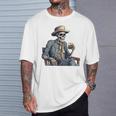 Cowboy Skeleton Drinking Whiskey Western Outlaw Skull Saloon T-Shirt Gifts for Him