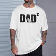 Damen Dad Hoch 2 Zweifacher Papaater Zwei Töchter Mit-Ausschnitt T-Shirt Geschenke für Ihn