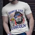 Drinking Like Lincoln 4Th Of July Abraham Abe American Flag T-Shirt Gifts for Him