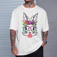 Easter Day Bunny With Bandana Heart Glasses Bubblegum T-Shirt Gifts for Him