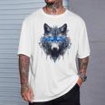 Fantasía De Lobo Ojos Azules Motivo De Animales Artísticos Lobo Camiseta unisex Regalos para él